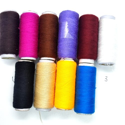 10 bobines de fil à bàtir en polyester - multicolore - 100m