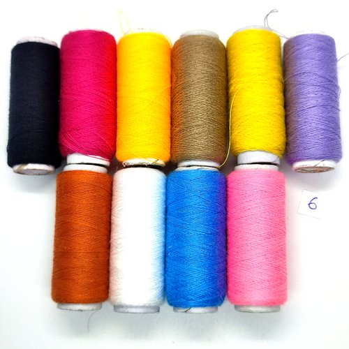 10 bobines de fil à bàtir en polyester - multicolore - 100m