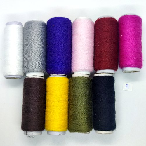 10 bobines de fil à bàtir en polyester - multicolore - 100m
