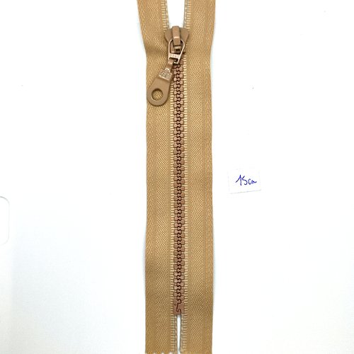 1 fermeture éclair beige - 15cm - grosse maille nylon