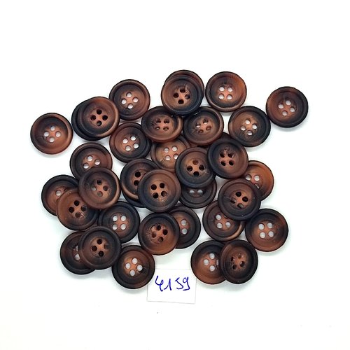 35 boutons en résine marron - 15mm - tr4159