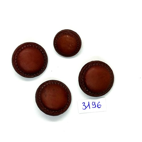 4 boutons en cuir marron - 23mm et 18mm - tr3196