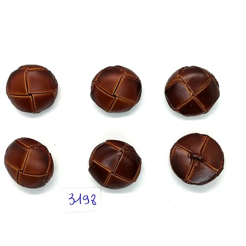 6 boutons en cuir marron - 24mm - tr3198