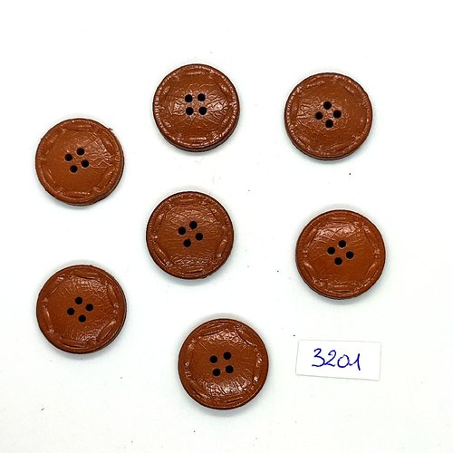 7 boutons en cuir marron (caramel) - 22mm - tr3201