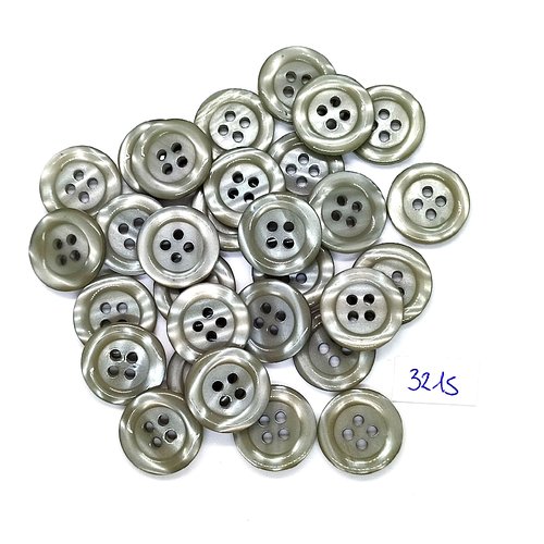 30 boutons en résine gris - 18mm - tr3215