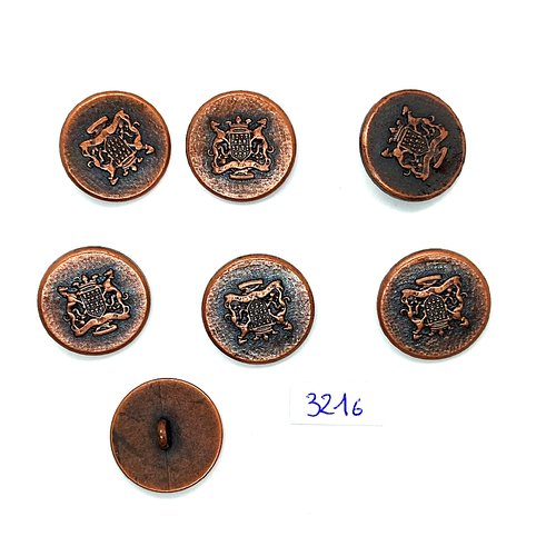 7 boutons en résine cuivre - 22mm - tr3216
