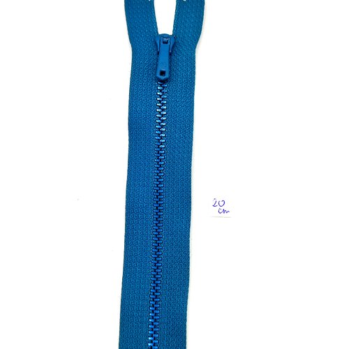 1 fermeture éclair gris / bleu - 20cm - non séparable , maille métal