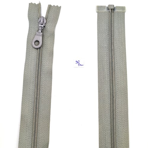 1 fermeture éclair gris - 58cm - séparable - maille nylon