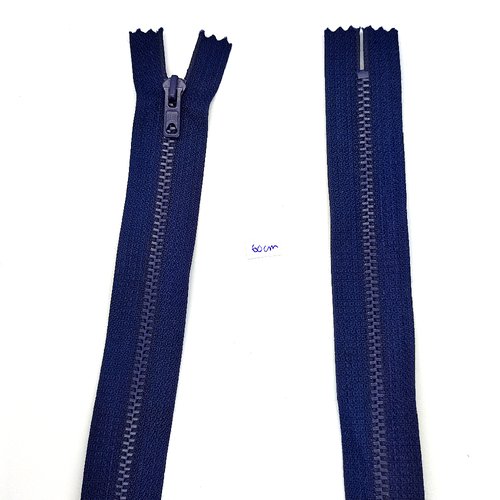 1 fermeture éclair bleu marine - 60cm - non séparable - maille nylon