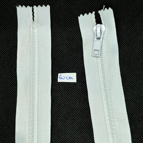 1 fermeture éclair blanc - 60cm - non séparable - maille nylon