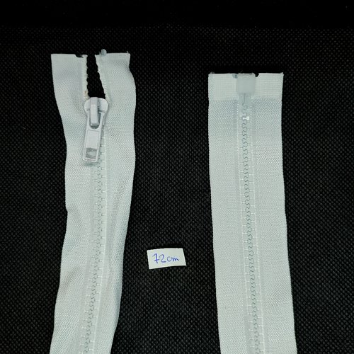 1 fermeture éclair blanc - 72cm - séparable - maille nylon