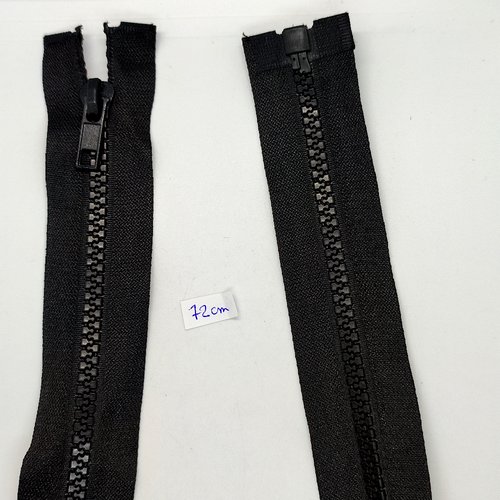 1 fermeture éclair noir - 72cm - séparable - maille nylon