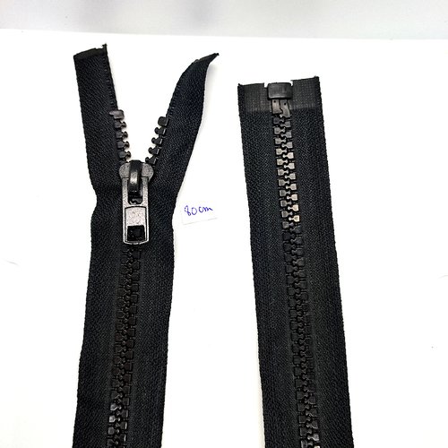 1 fermeture éclair noir - 80cm - séparable - maille nylon