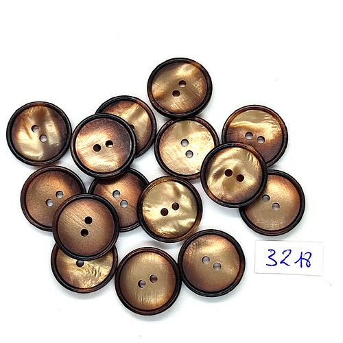 15 boutons en résine marron / taupe - 18mm - tr3218