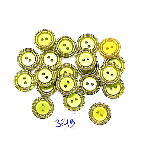 20 boutons en résine vert et doré - 12mm - tr3219