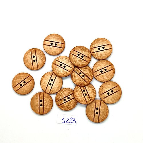 14 boutons en résine marron - 18mm - tr3223