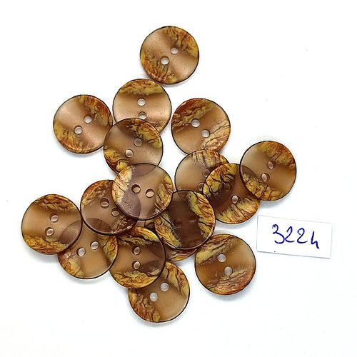 17 boutons en résine marron - 15mm - tr3224