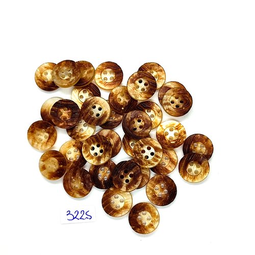 35 boutons en résine marron et beige - 15mm - tr3225