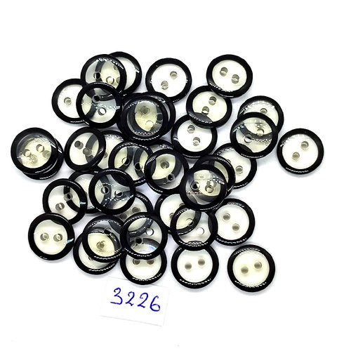 35 boutons en résine noir et transparent - 14mm - tr3226