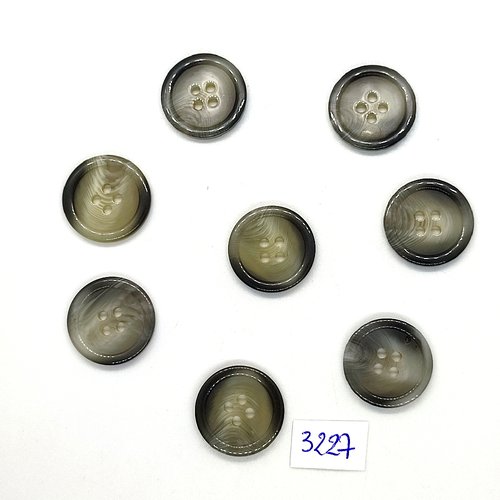 8 boutons en résine gris - 20mm - tr3227