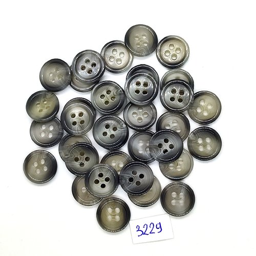 35 boutons en résine gris - 15mm - tr3229
