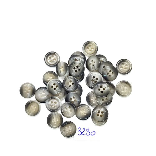 35 boutons en résine gris - 11/12mm - tr3230