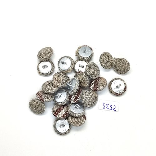 23 boutons en passementerie marron et beige et métal argenté - 19mm - tr3232