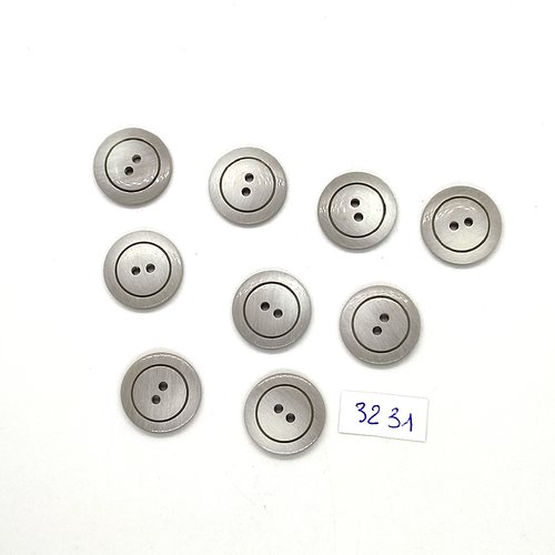 9 boutons en résine gris - 18mm - tr3231