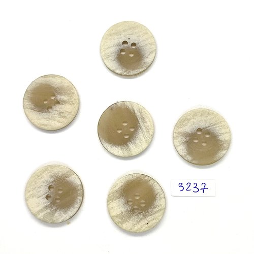 6 boutons en résine beige clair - 26mm - tr3237
