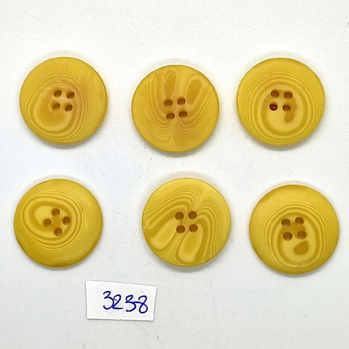 6 boutons en résine jaune - 22mm - tr3238