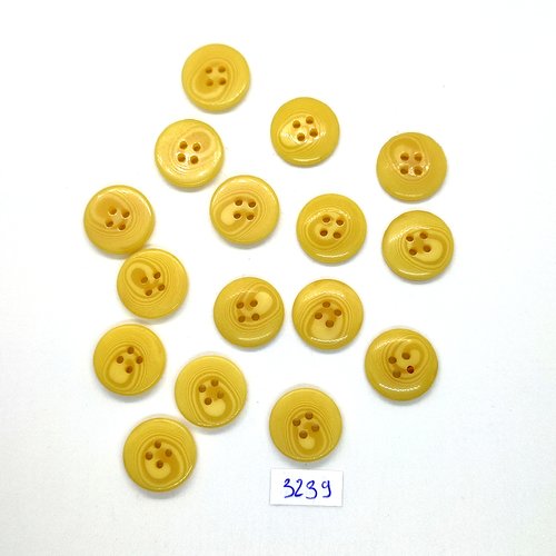 16 boutons en résine jaune - 18mm - tr3239