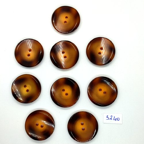 9 boutons en résine marron orange - 30mm - tr3240