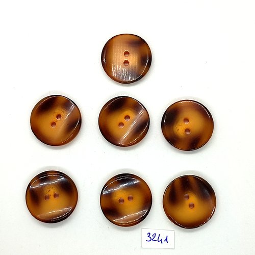 7 boutons en résine marron orange - 25mm - tr3241