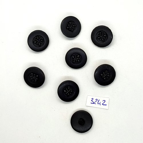8 boutons en résine noir - 18mm - tr3242