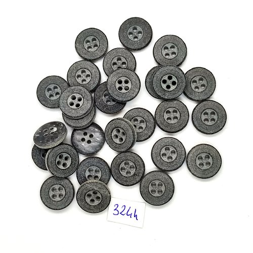 28 boutons en résine gris - 15mm - tr3244