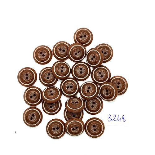 25 boutons en résine marron - 15mm - tr3248