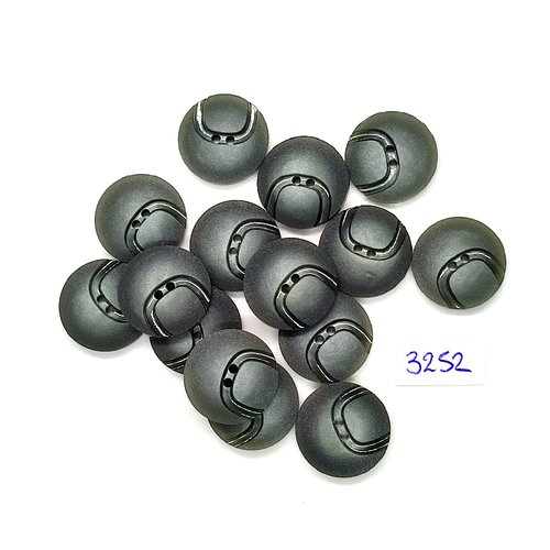 15 boutons en résine gris / vert - 17mm - tr3252