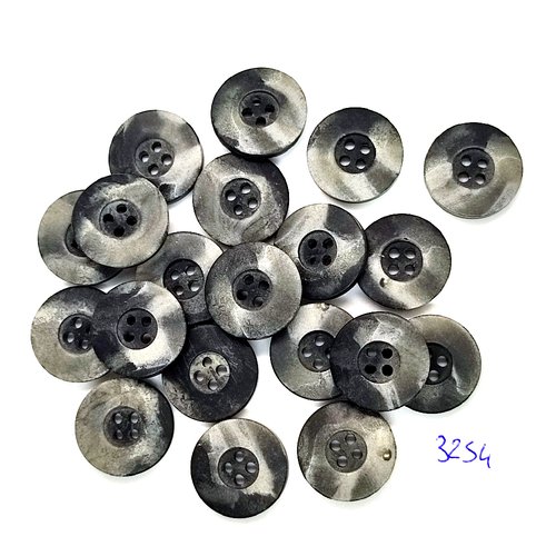 20 boutons en résine gris - 17mm - tr3254