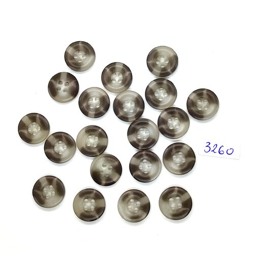 20 boutons en résine gris / beige - 15mm - tr3260