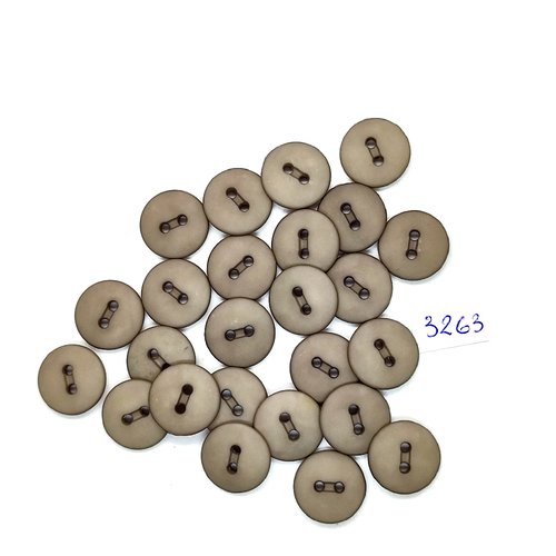 25 boutons en résine gris / taupe - 15mm - tr3263