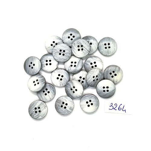 21 boutons en résine gris - 14mm - tr3264