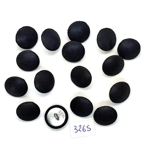 16 boutons en métal argenté et passementerie noir - 17mm - tr3265