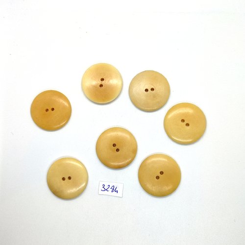 7 boutons en résine beige - 29mm - tr3284