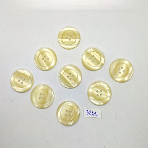 9 boutons en résine jaune / ivoire - 25mm - tr3245