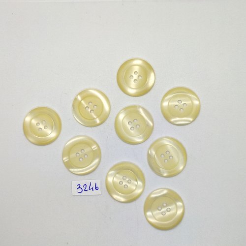 9 boutons en résine jaune / ivoire - 22mm - tr3246