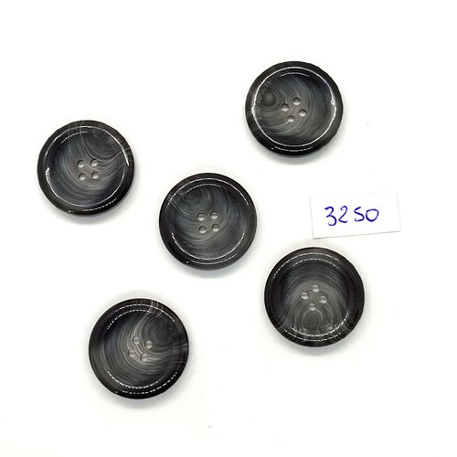 5 boutons en résine gris - 22mm - tr3250