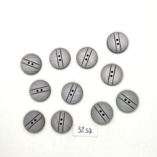 11 boutons en résine gris - 18mm - tr3257