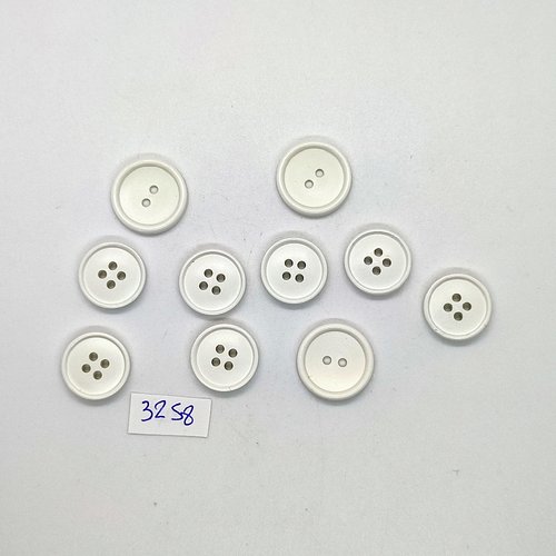 10 boutons en résine blanc - 18mm et 16mm - tr3258