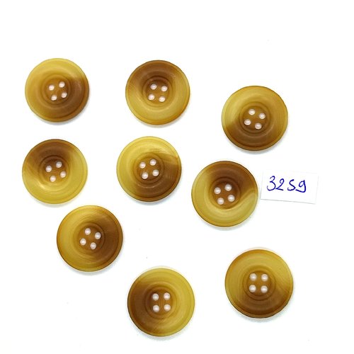 9 boutons en résine beige et marron - 20mm - tr3259