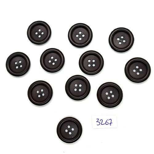 11 boutons en résine noir - 20mm - tr3267